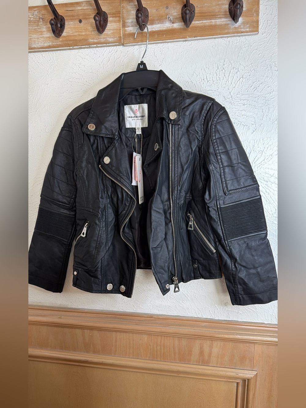 Urban Republic Black Leather Moto Jacket - Girls 8